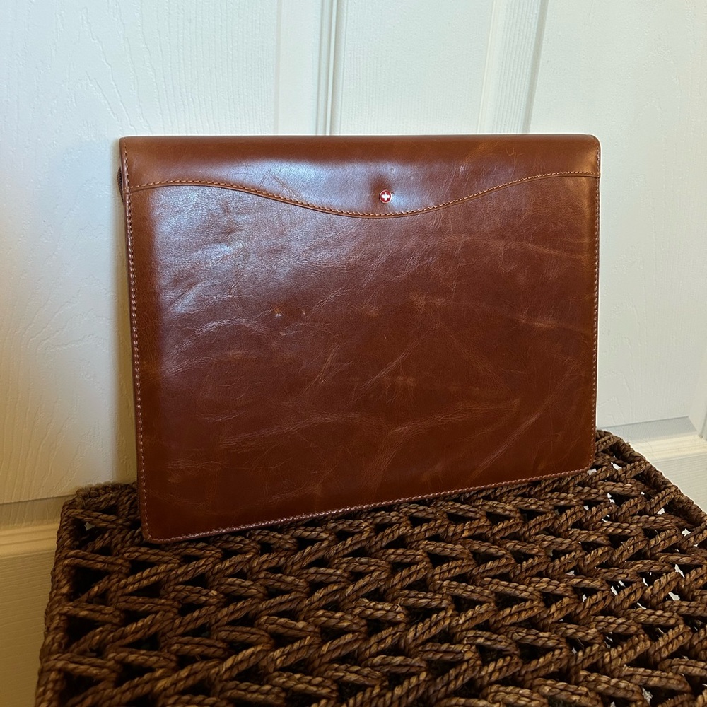 Alpine Swiss brown leather padfolio